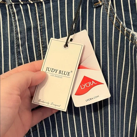 Judy Blue Denim with White Pinstripes - Picture 4 of 9